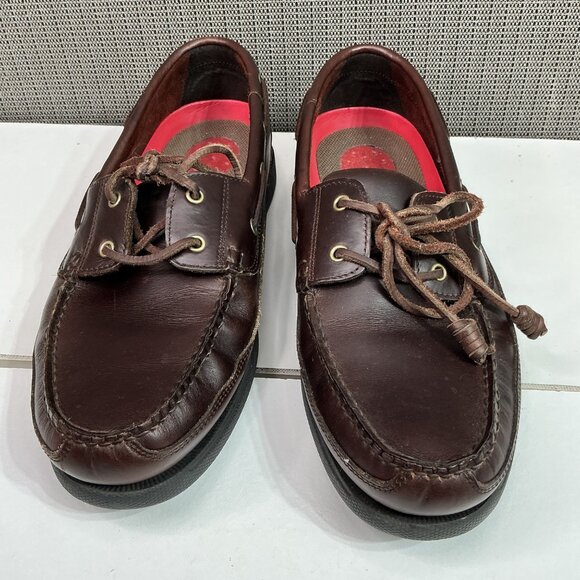 G.H. Bass & Co. Harry II Mens Brown Leather Boat Shoes 12M Rubber Sole - Picture 2 of 8